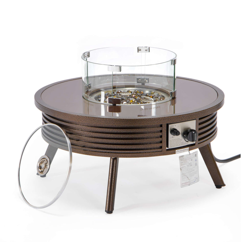 Leisuremod Walbrooke Outdoor Patio Aluminum Round Slats Design Fire Pit Side Table | FIRE PITS | Modishstore - 15