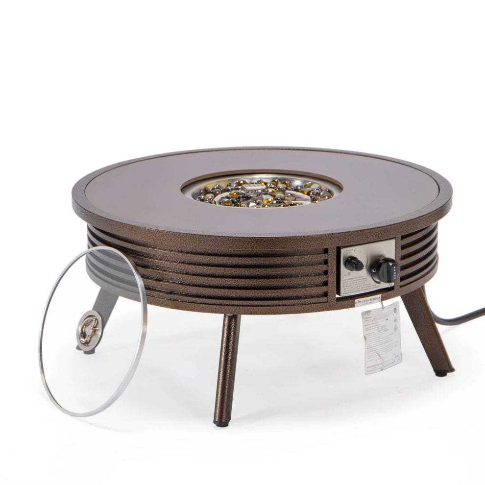 Leisuremod Walbrooke Outdoor Patio Aluminum Round Slats Design Fire Pit Side Table | FIRE PITS | Modishstore - 14