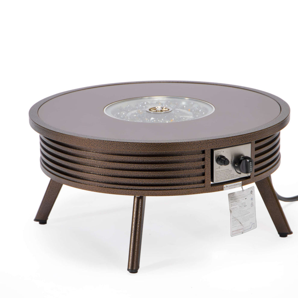 Leisuremod Walbrooke Outdoor Patio Aluminum Round Slats Design Fire Pit Side Table | FIRE PITS | Modishstore - 16