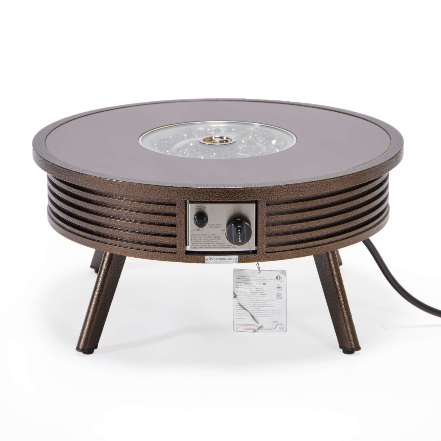 Leisuremod Walbrooke Outdoor Patio Aluminum Round Slats Design Fire Pit Side Table | FIRE PITS | Modishstore - 22