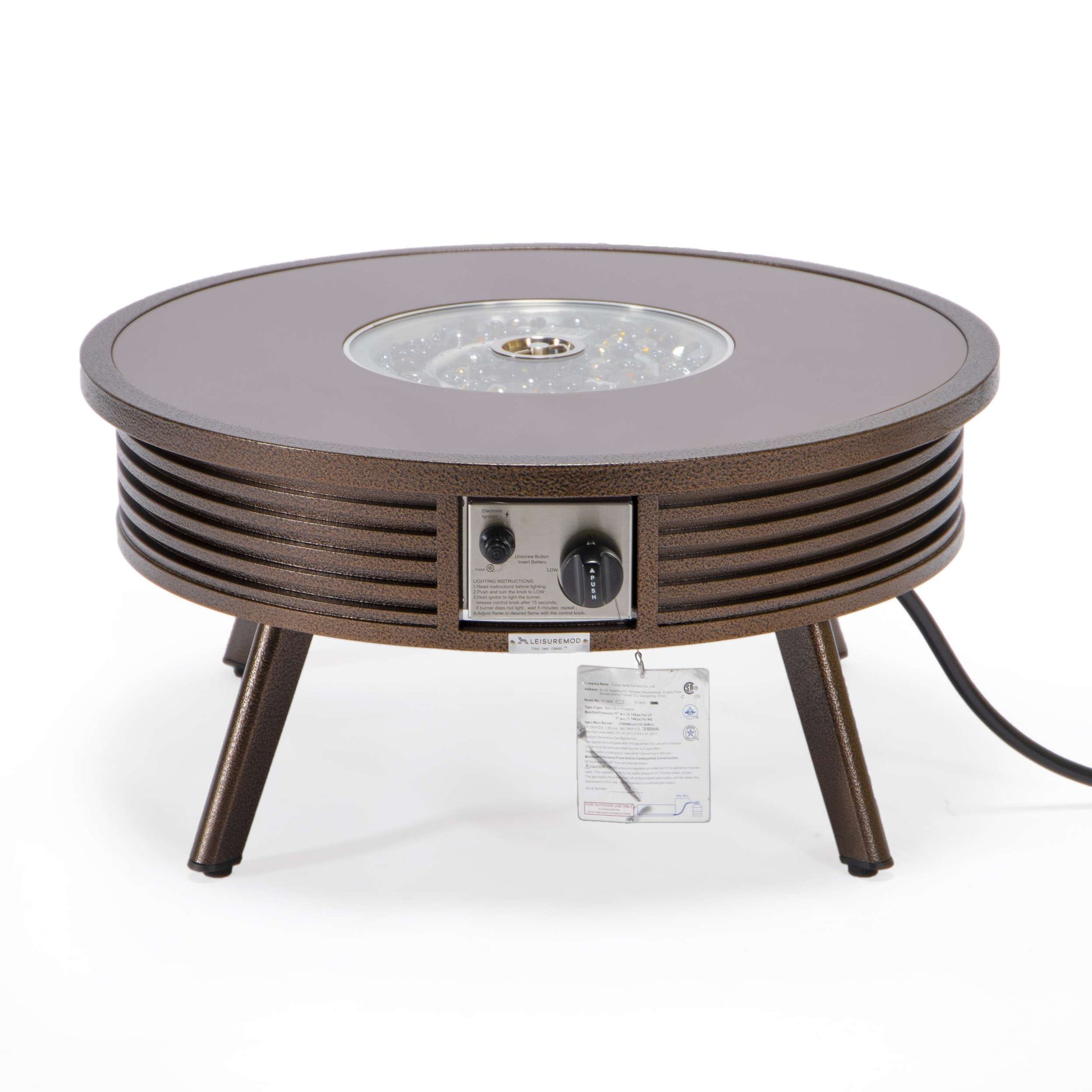 Leisuremod Walbrooke Outdoor Patio Aluminum Round Slats Design Fire Pit Side Table | FIRE PITS | Modishstore - 22