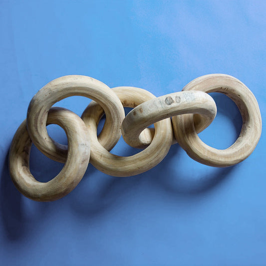 Wood Chain, 5 Link By Gold Leaf | Sculptures | Modishstore - 1