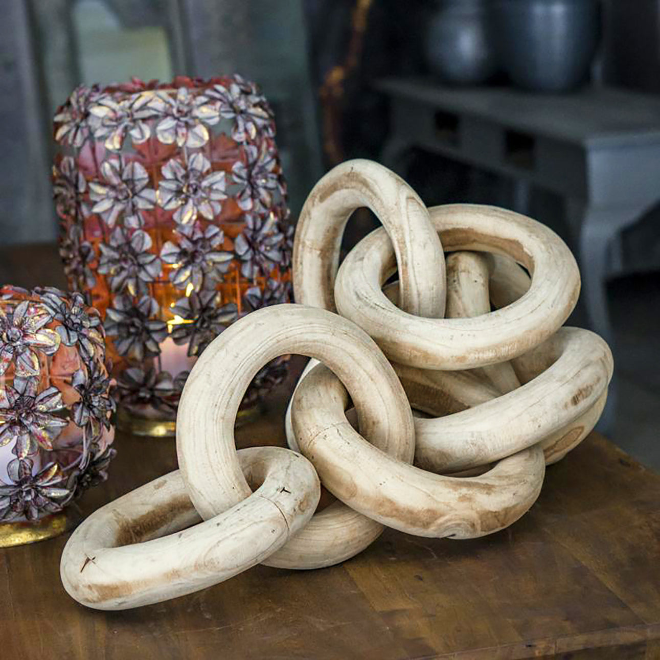 Wood Chain, 2 Link, Set of 2 By Gold Leaf | Sculptures | Modishstore - 7