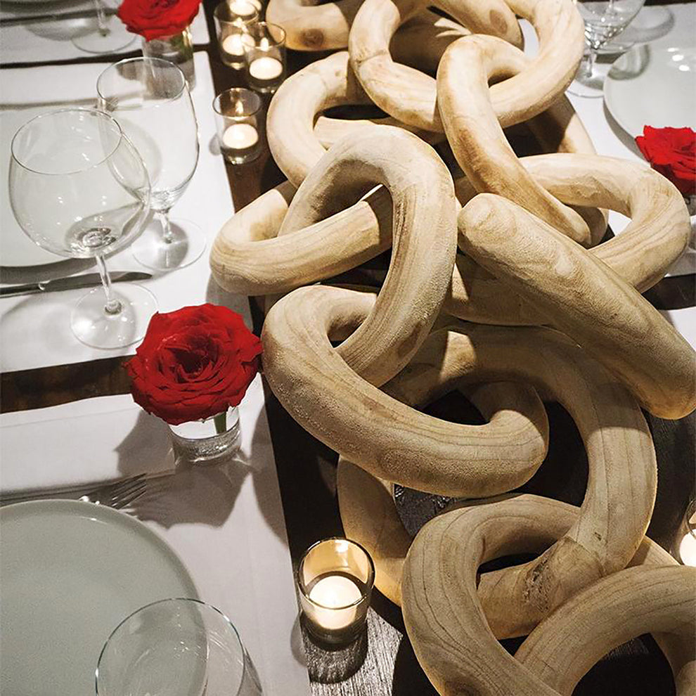 Wood Chain, 8 Link By Gold Leaf | Sculptures | Modishstore - 4
