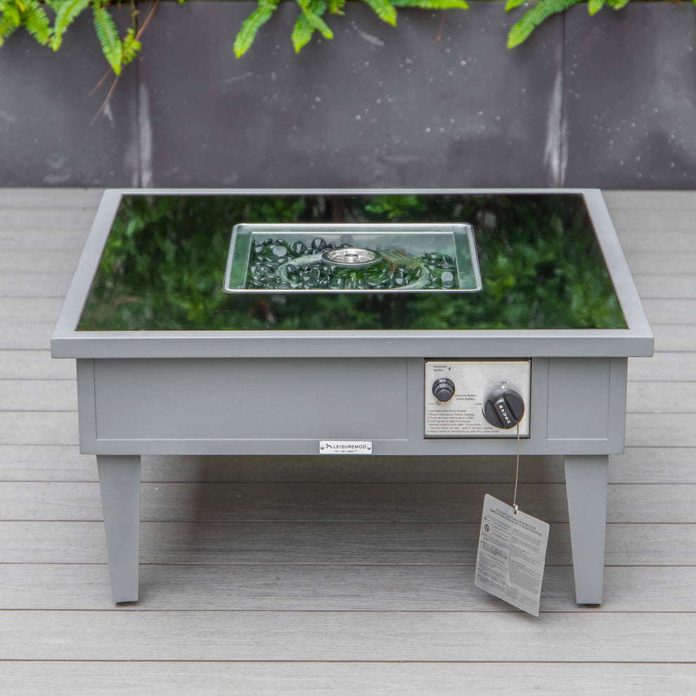 LeisureMod Walbrooke Modern Grey Patio Conversation With Square Fire Pit & Tank Holder | Outdoor Sofas, Loveseats & Sectionals | Modishstore - 7
