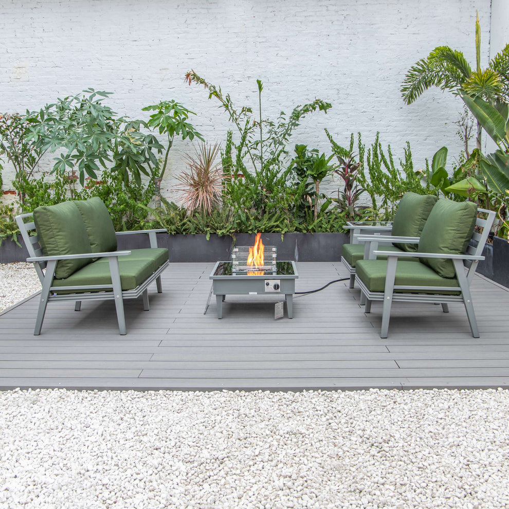 LeisureMod Walbrooke Modern Grey Patio Conversation With Square Fire Pit & Tank Holder | Outdoor Sofas, Loveseats & Sectionals | Modishstore - 34