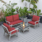 LeisureMod Walbrooke Modern Grey Patio Conversation With Square Fire Pit & Tank Holder | Outdoor Sofas, Loveseats & Sectionals | Modishstore - 63