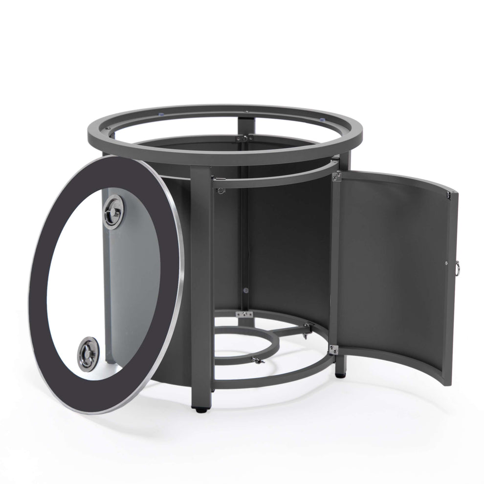 LeisureMod Walbrooke Modern Grey Patio Conversation With Round Fire Pit & Tank Holder | Outdoor Sofas, Loveseats & Sectionals | Modishstore - 103