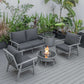 LeisureMod Walbrooke Modern Grey Patio Conversation With Round Fire Pit & Tank Holder | Outdoor Sofas, Loveseats & Sectionals | Modishstore - 43