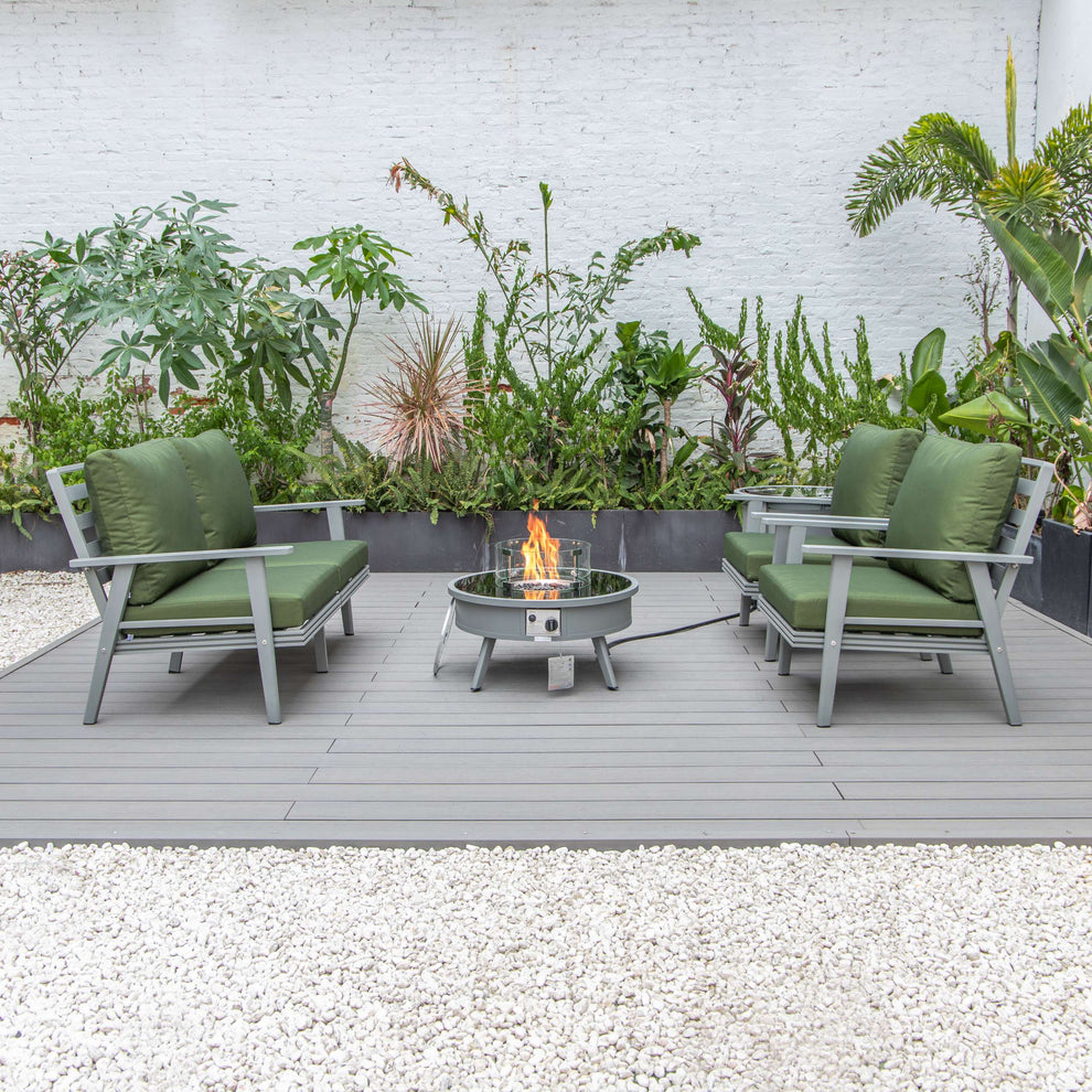 LeisureMod Walbrooke Modern Grey Patio Conversation With Round Fire Pit & Tank Holder | Outdoor Sofas, Loveseats & Sectionals | Modishstore - 70
