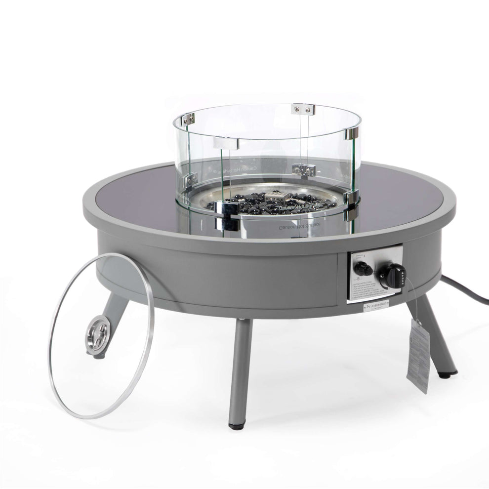 Leisuremod Walbrooke Outdoor Patio Aluminum Round Fire Pit Side Table | FIRE PITS | Modishstore - 34