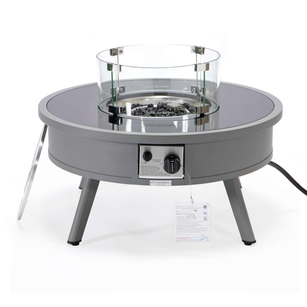 Leisuremod Walbrooke Outdoor Patio Aluminum Round Fire Pit Side Table | FIRE PITS | Modishstore - 37