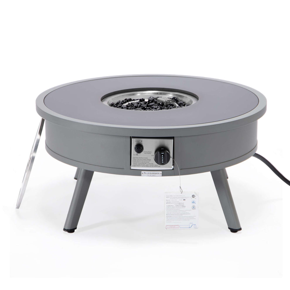 Leisuremod Walbrooke Outdoor Patio Aluminum Round Fire Pit Side Table | FIRE PITS | Modishstore - 38