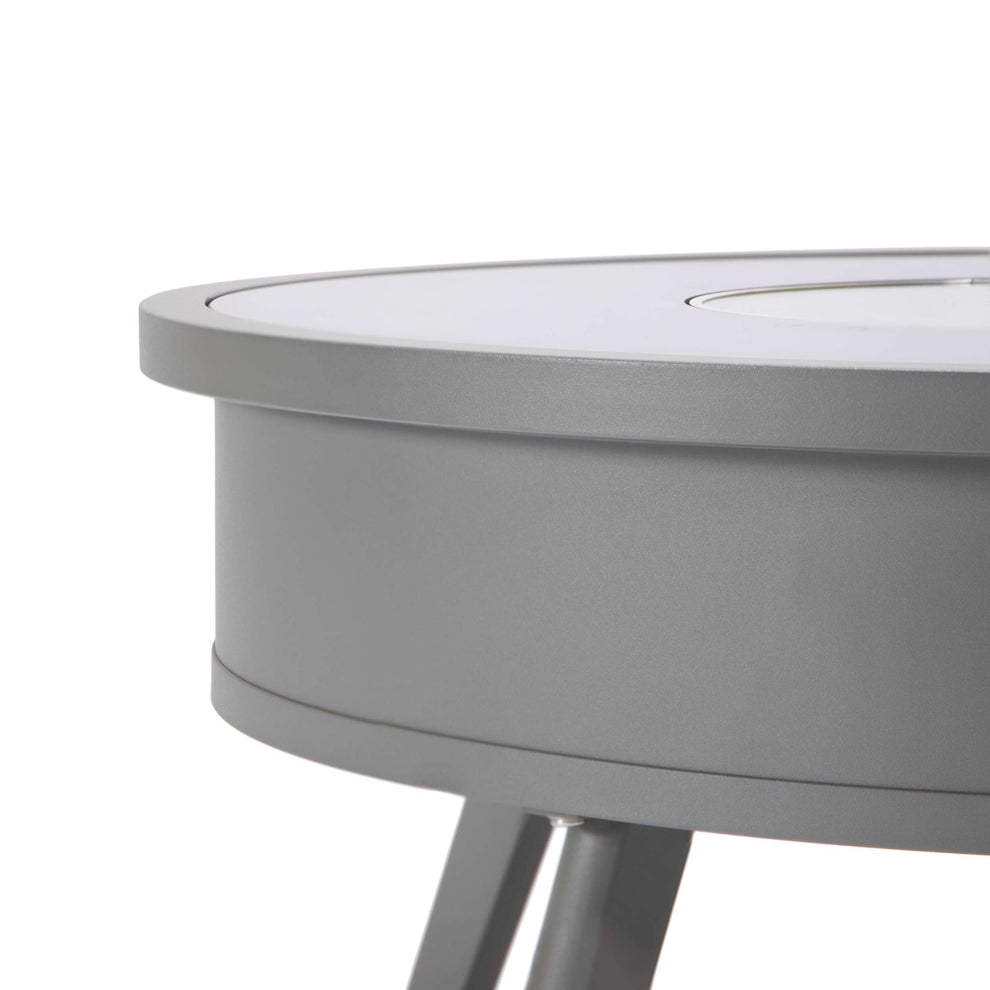 Leisuremod Walbrooke Outdoor Patio Aluminum Round Fire Pit Side Table | FIRE PITS | Modishstore - 36