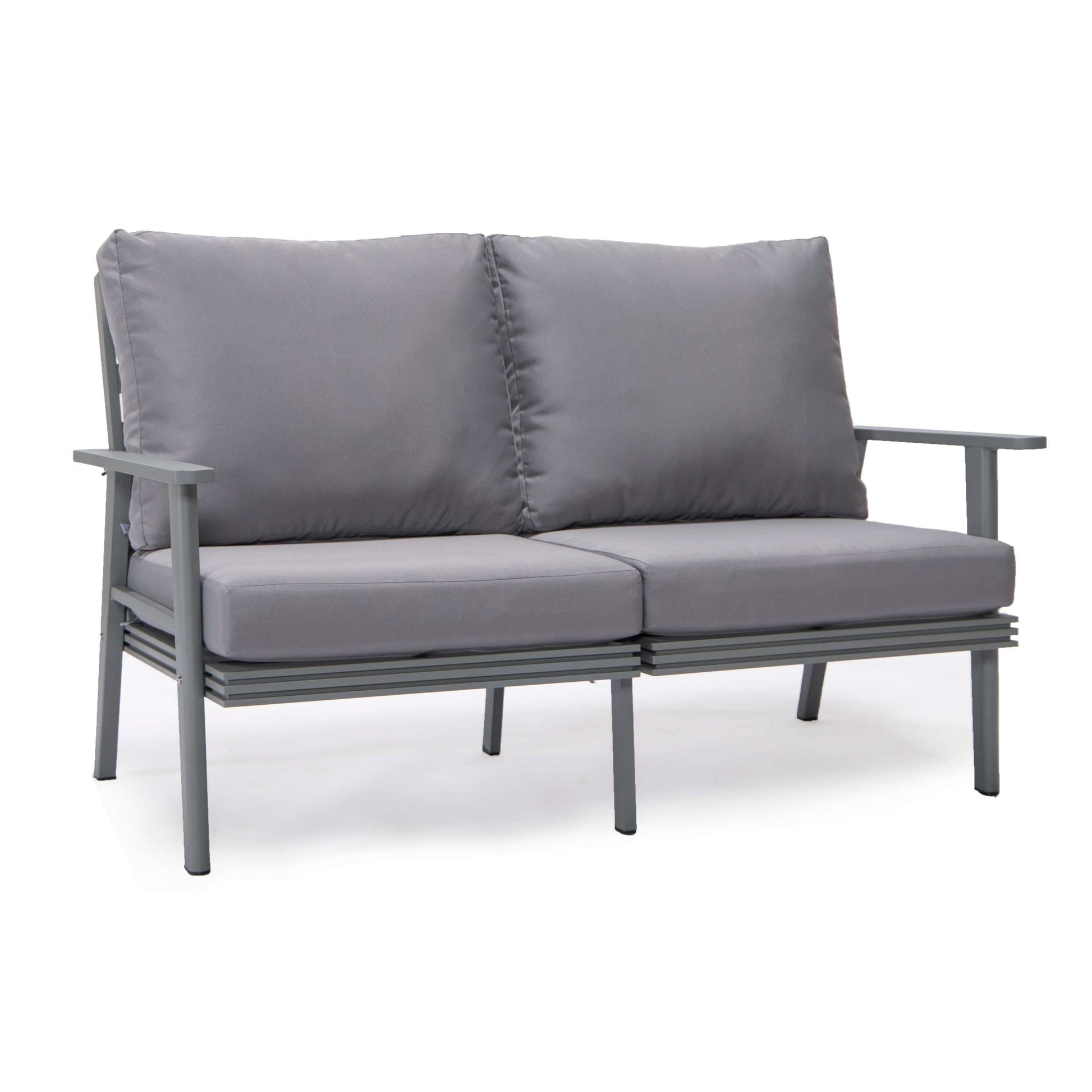 Leisuremod Walbrooke Modern Outdoor Patio Loveseat with Gray Aluminum Frame and Removable Cushions For Patio and Backyard Garden | Outdoor Sofas, Loveseats & Sectionals | Modishstore - 42