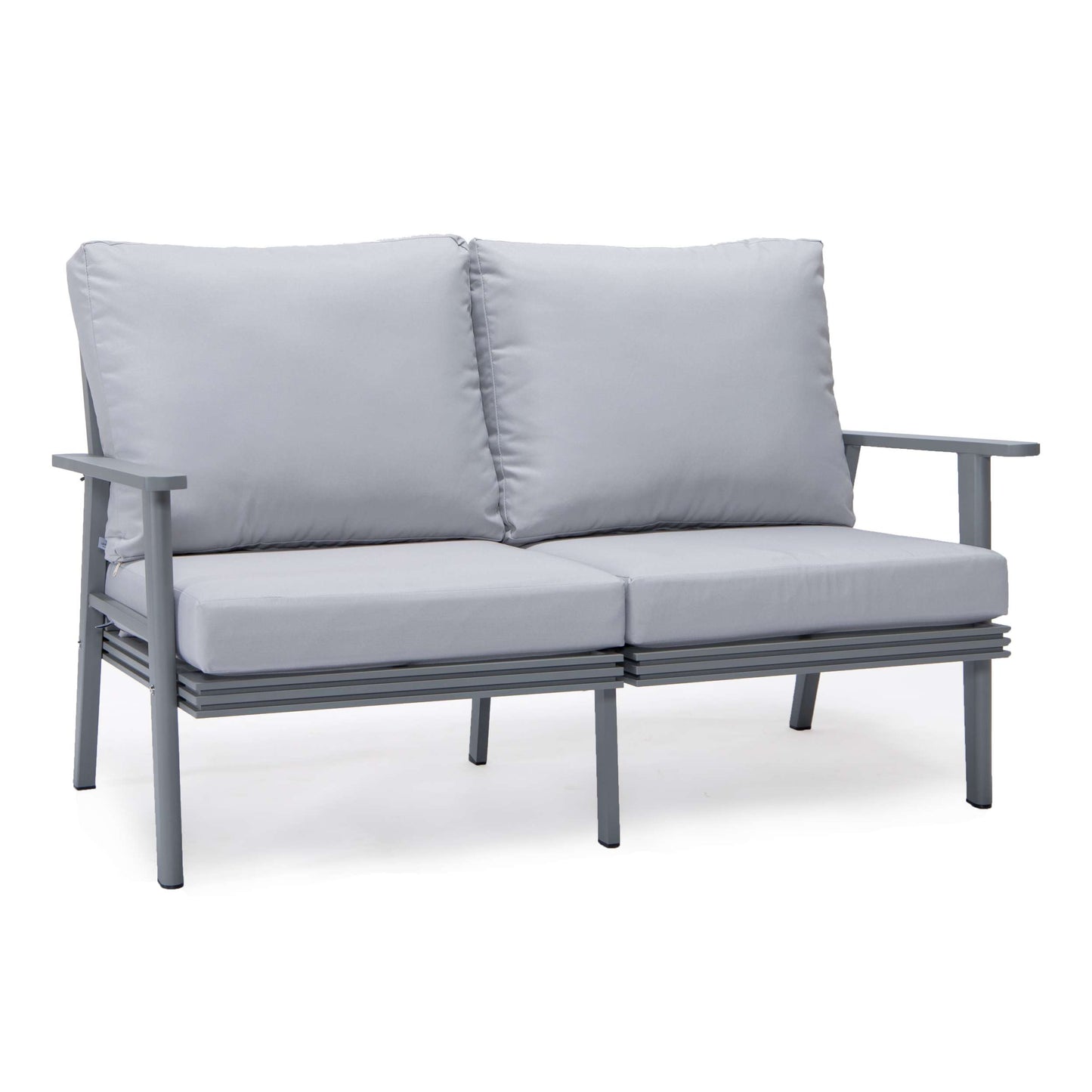Leisuremod Walbrooke Modern Outdoor Patio Loveseat with Gray Aluminum Frame and Removable Cushions For Patio and Backyard Garden | Outdoor Sofas, Loveseats & Sectionals | Modishstore - 31