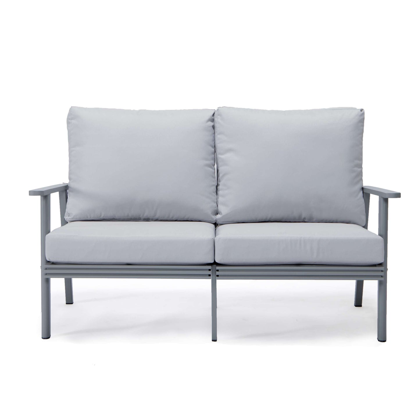 Leisuremod Walbrooke Modern Outdoor Patio Loveseat with Gray Aluminum Frame and Removable Cushions For Patio and Backyard Garden | Outdoor Sofas, Loveseats & Sectionals | Modishstore - 32