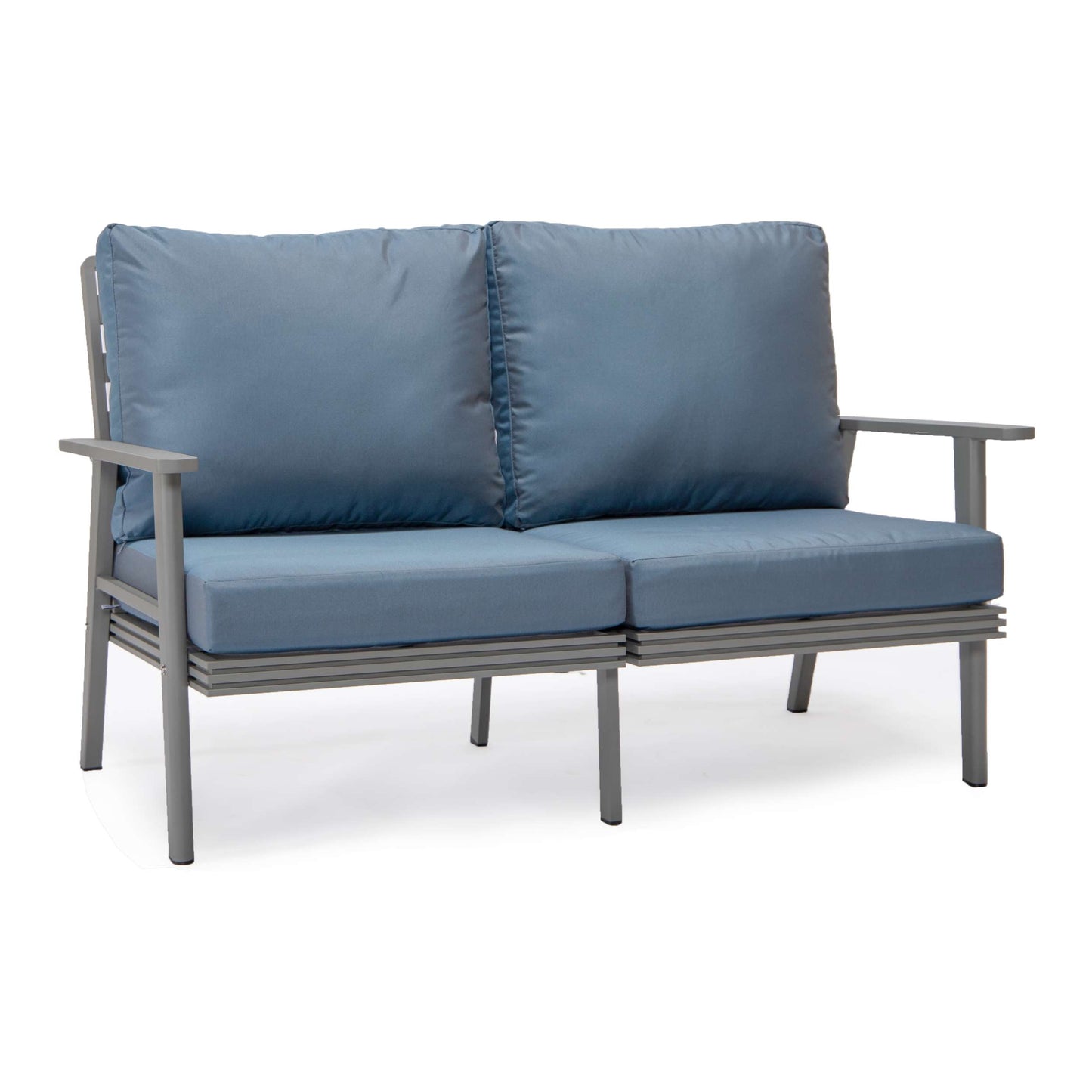 Leisuremod Walbrooke Modern Outdoor Patio Loveseat with Gray Aluminum Frame and Removable Cushions For Patio and Backyard Garden | Outdoor Sofas, Loveseats & Sectionals | Modishstore - 15
