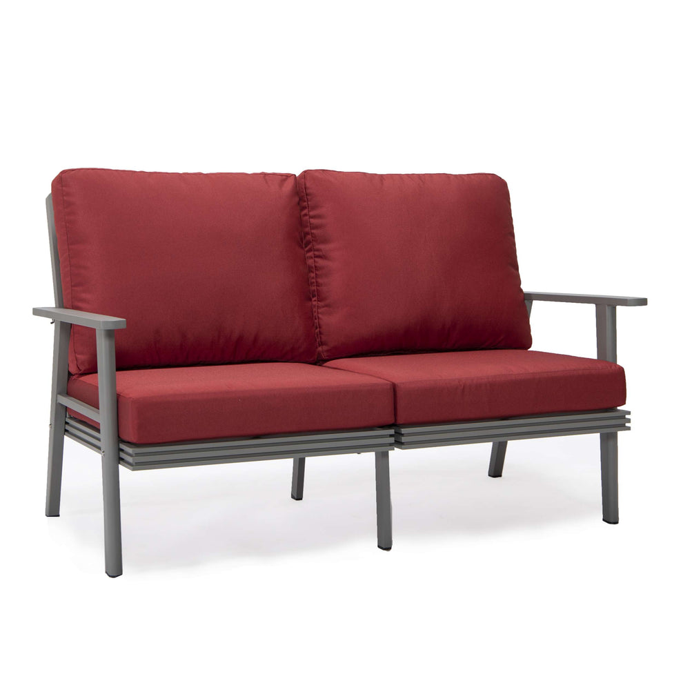 Leisuremod Walbrooke Modern Outdoor Patio Loveseat with Gray Aluminum Frame and Removable Cushions For Patio and Backyard Garden | Outdoor Sofas, Loveseats & Sectionals | Modishstore - 59