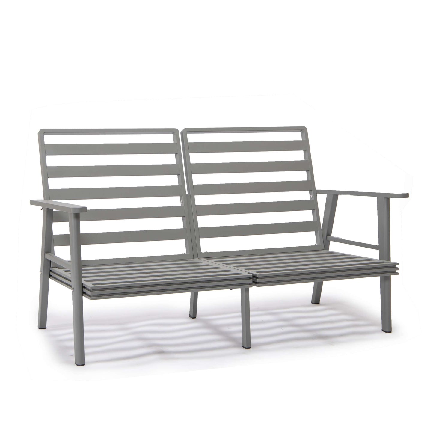 Leisuremod Walbrooke Modern Outdoor Patio Loveseat with Gray Aluminum Frame and Removable Cushions For Patio and Backyard Garden | Outdoor Sofas, Loveseats & Sectionals | Modishstore - 56