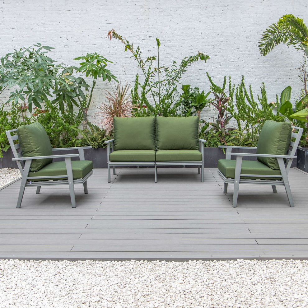 LeisureMod Walbrooke Modern 3-Piece Outdoor Patio Set with Grey Aluminum Frame | Outdoor Sofas, Loveseats & Sectionals | Modishstore - 19