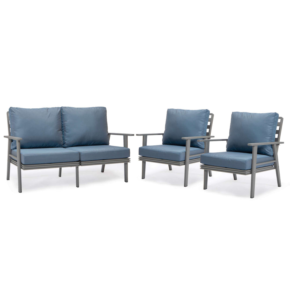 LeisureMod Walbrooke Modern 3-Piece Outdoor Patio Set with Grey Aluminum Frame | Outdoor Sofas, Loveseats & Sectionals | Modishstore - 58