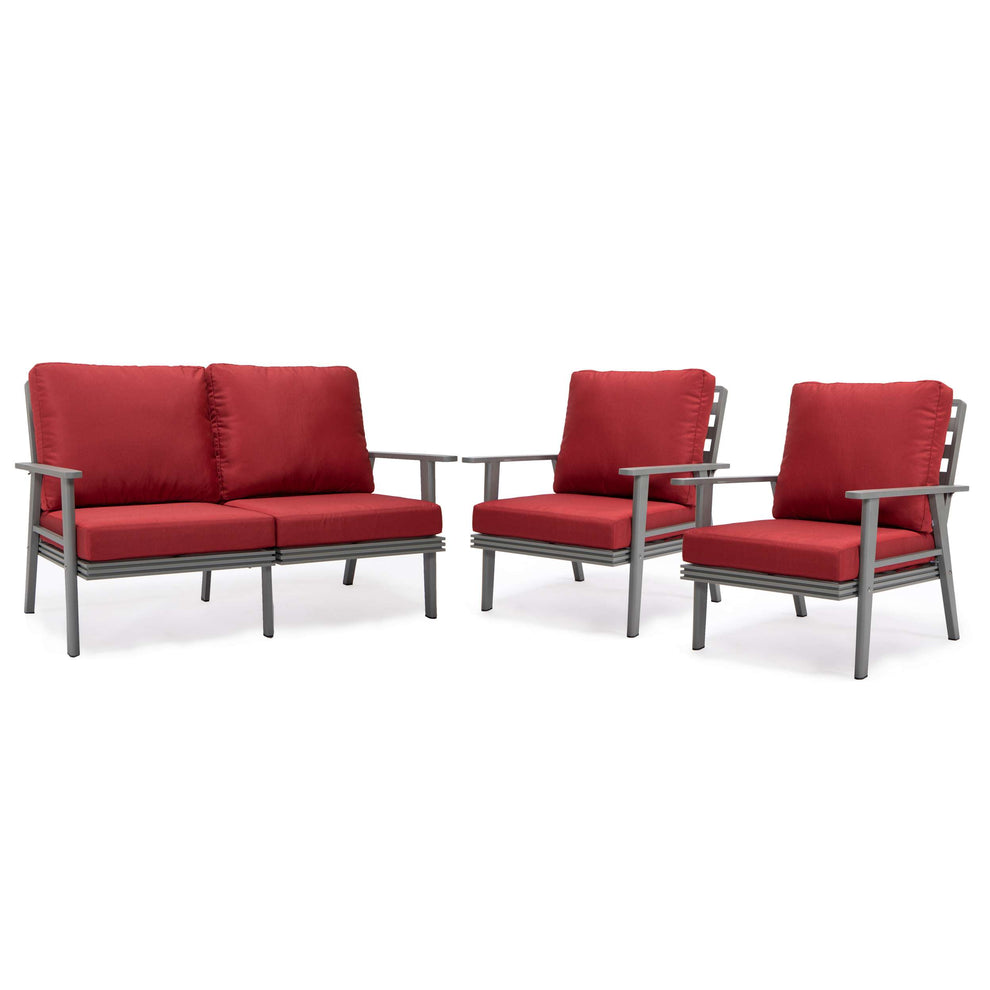LeisureMod Walbrooke Modern 3-Piece Outdoor Patio Set with Grey Aluminum Frame | Outdoor Sofas, Loveseats & Sectionals | Modishstore - 76