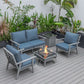 LeisureMod Walbrooke Modern Grey Patio Conversation With Square Fire Pit With Slats Design & Tank Holder | Outdoor Sofas, Loveseats & Sectionals | Modishstore - 24