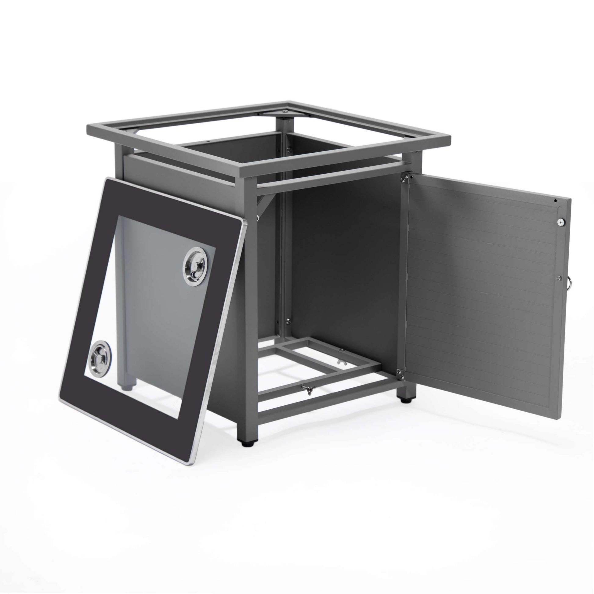 LeisureMod Walbrooke Modern Grey Patio Conversation With Square Fire Pit With Slats Design & Tank Holder | Outdoor Sofas, Loveseats & Sectionals | Modishstore - 28