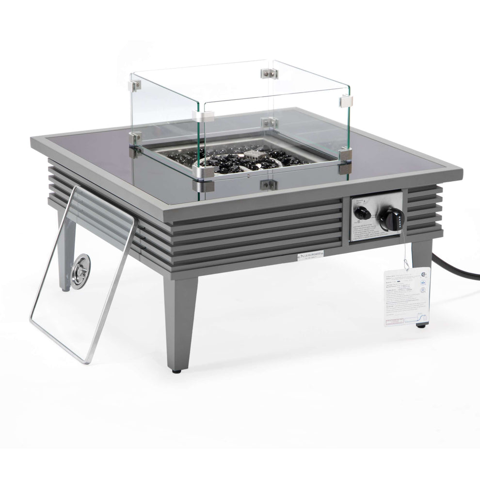 Leisuremod Walbrooke Outdoor Patio Aluminum Square Slats Design Fire Pit Side Table | FIRE PITS | Modishstore - 32
