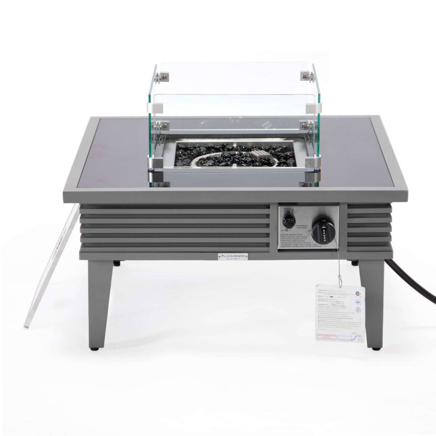 Leisuremod Walbrooke Outdoor Patio Aluminum Square Slats Design Fire Pit Side Table | FIRE PITS | Modishstore - 31