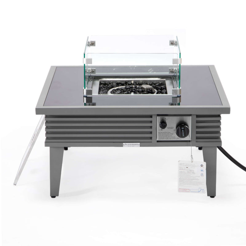 Leisuremod Walbrooke Outdoor Patio Aluminum Square Slats Design Fire Pit Side Table | FIRE PITS | Modishstore - 31