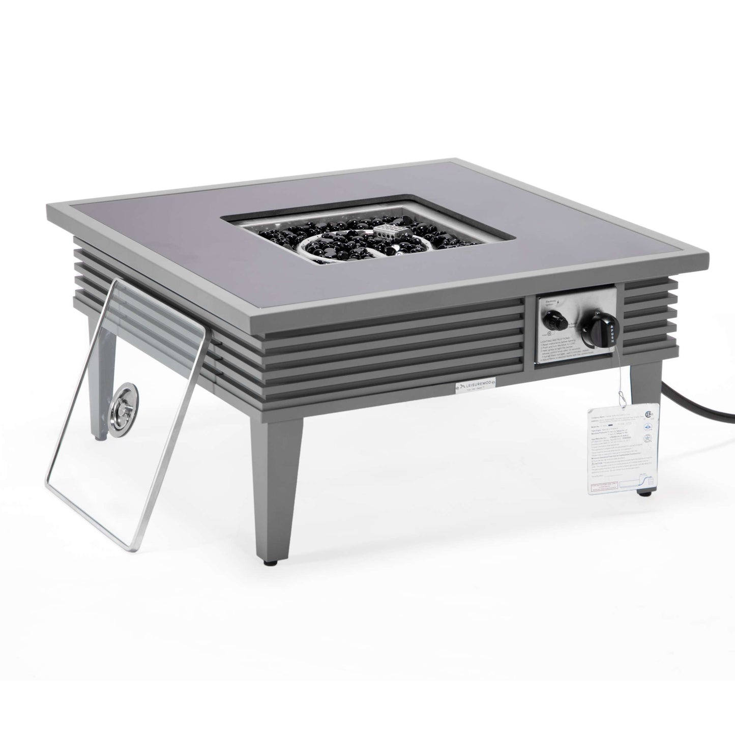 Leisuremod Walbrooke Outdoor Patio Aluminum Square Slats Design Fire Pit Side Table | FIRE PITS | Modishstore - 33