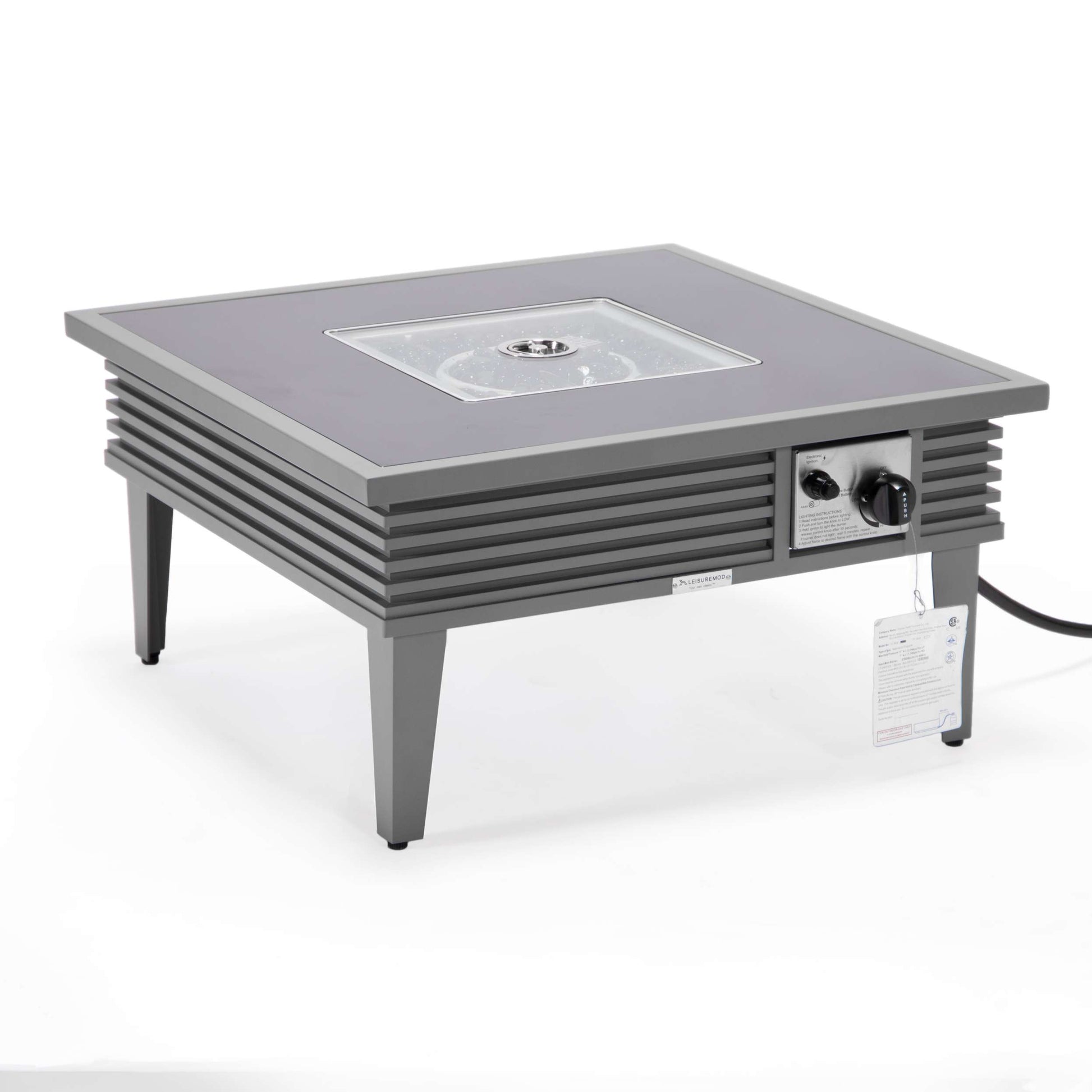 Leisuremod Walbrooke Outdoor Patio Aluminum Square Slats Design Fire Pit Side Table | FIRE PITS | Modishstore - 34