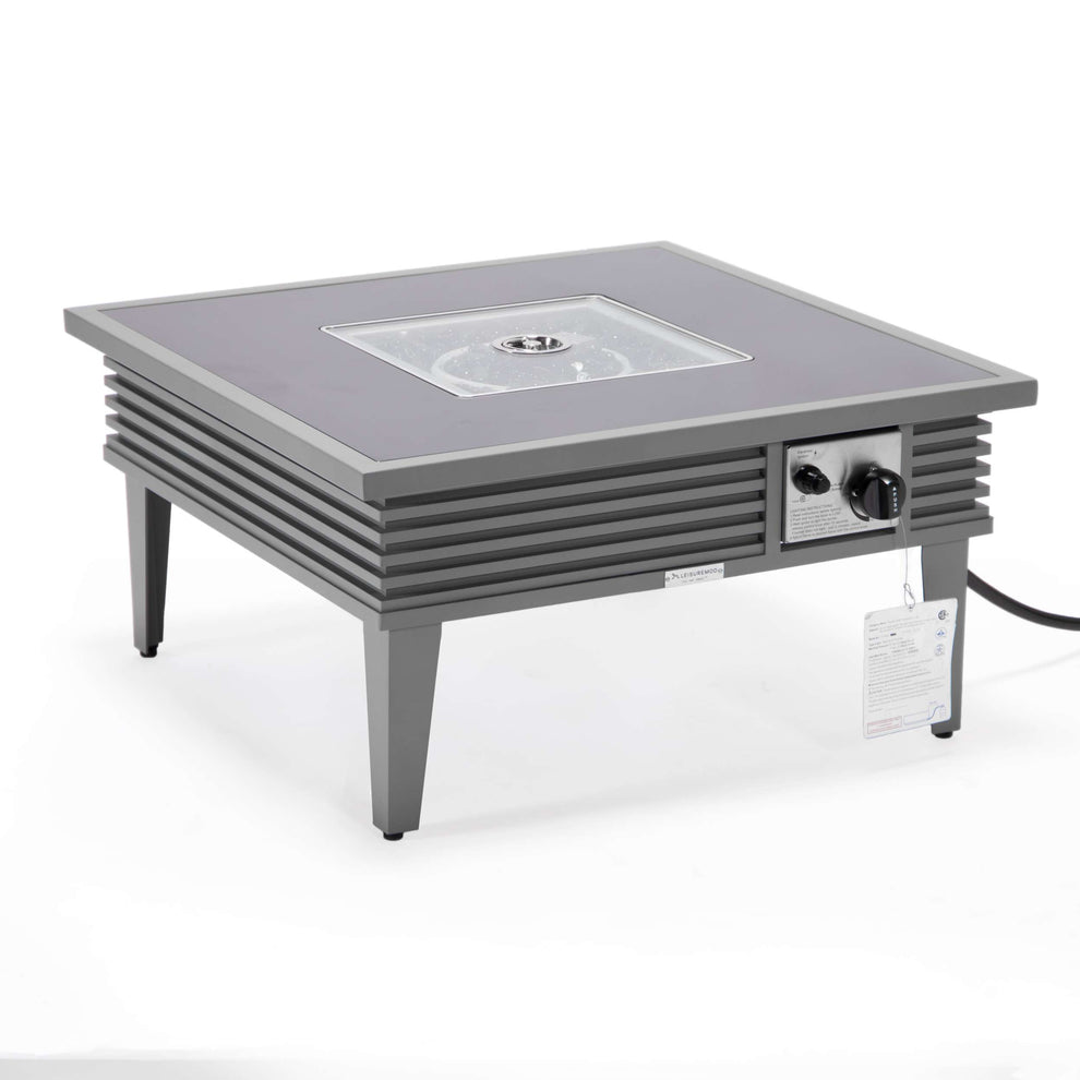 Leisuremod Walbrooke Outdoor Patio Aluminum Square Slats Design Fire Pit Side Table | FIRE PITS | Modishstore - 34