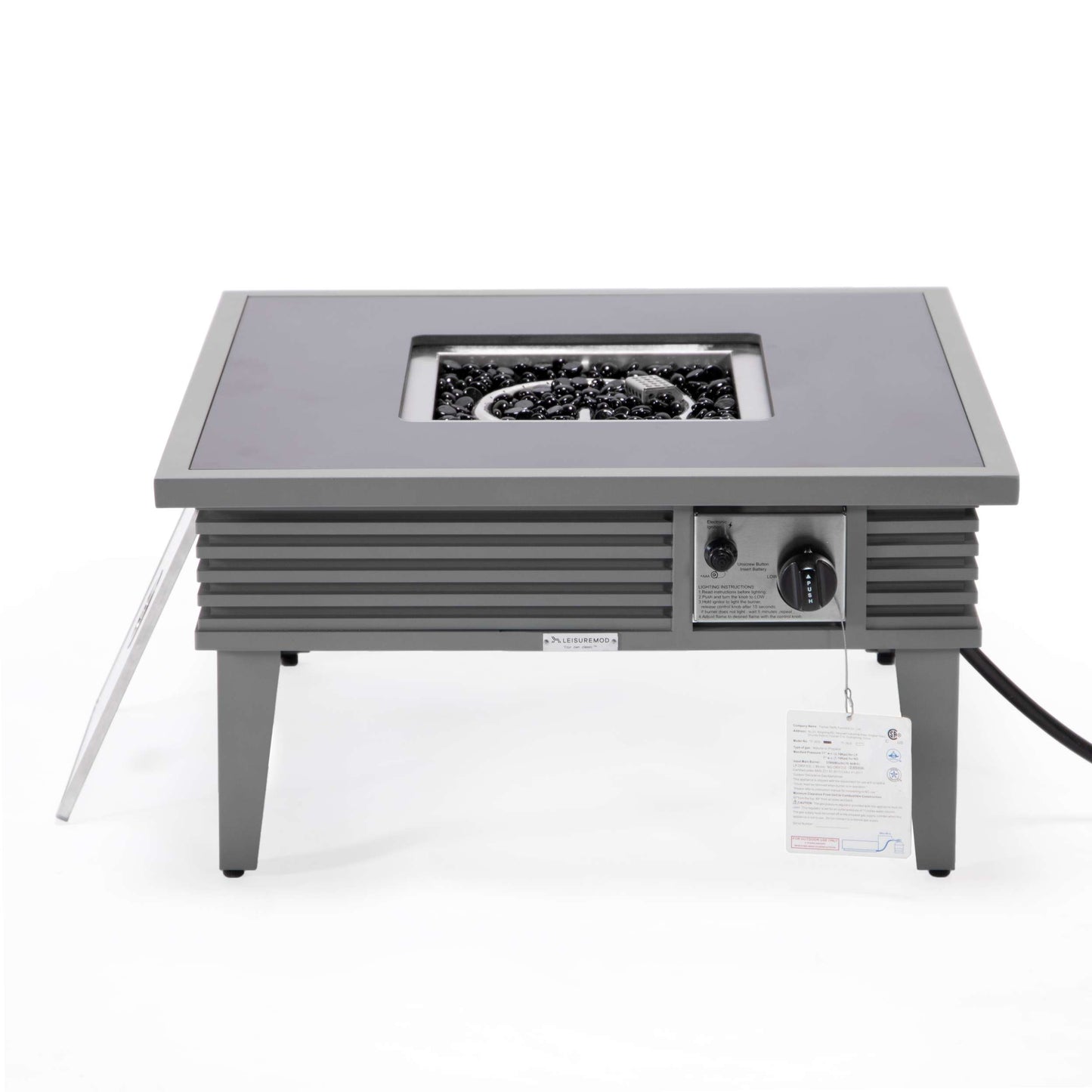 Leisuremod Walbrooke Outdoor Patio Aluminum Square Slats Design Fire Pit Side Table | FIRE PITS | Modishstore - 37