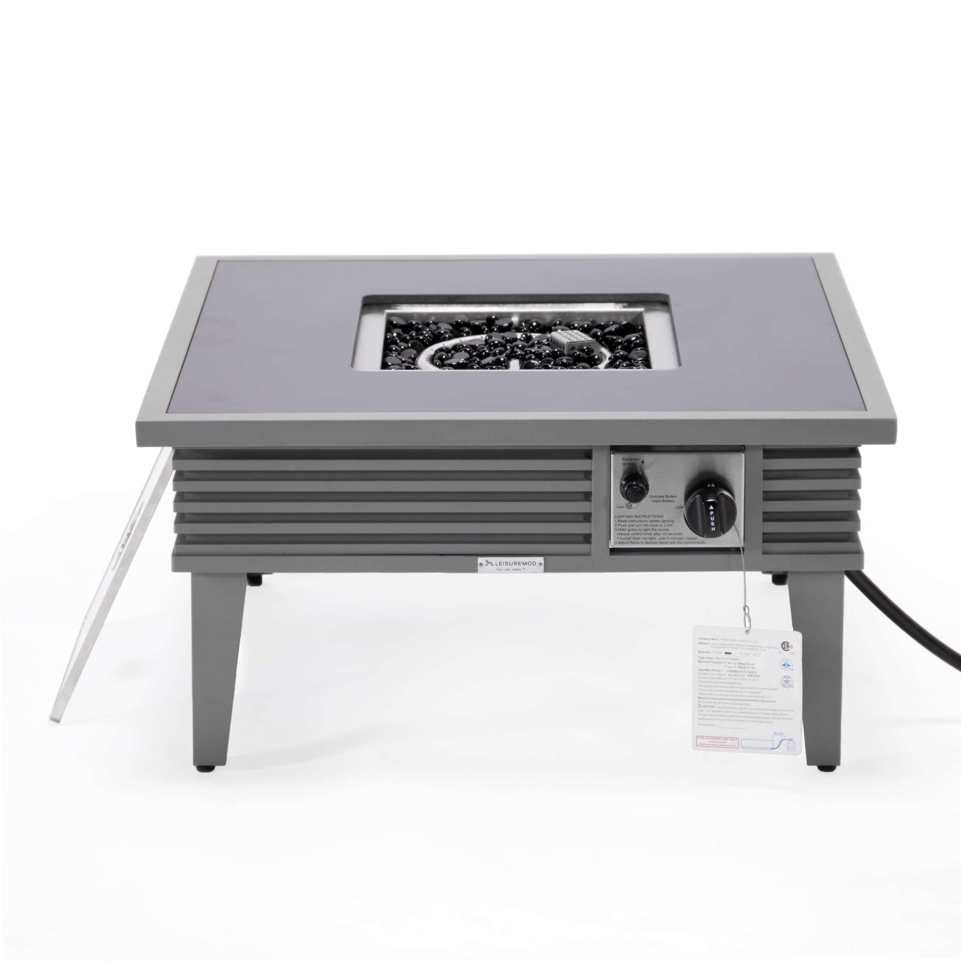 Leisuremod Walbrooke Outdoor Patio Aluminum Square Slats Design Fire Pit Side Table | FIRE PITS | Modishstore - 37