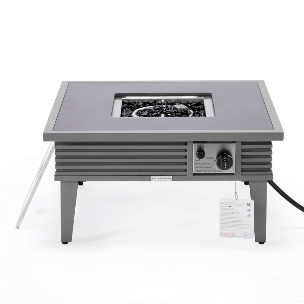 Leisuremod Walbrooke Outdoor Patio Aluminum Square Slats Design Fire Pit Side Table | FIRE PITS | Modishstore - 37