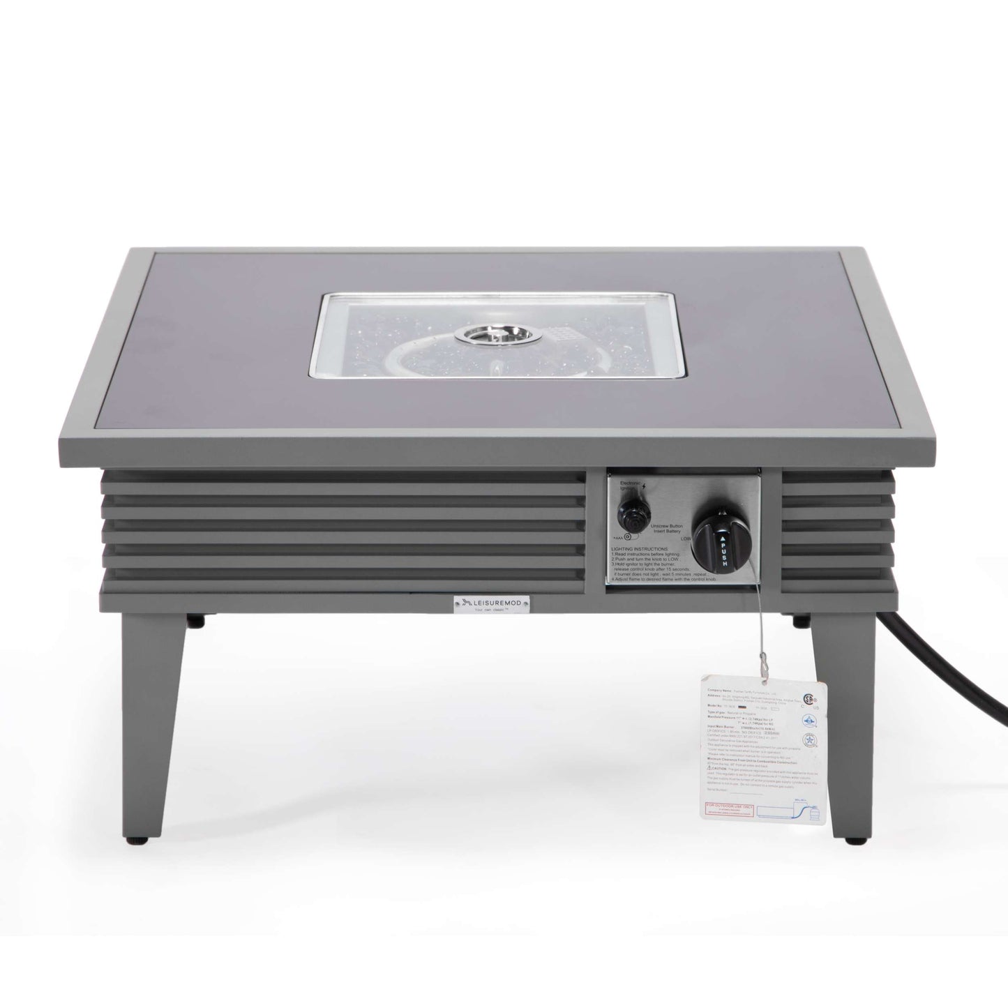 Leisuremod Walbrooke Outdoor Patio Aluminum Square Slats Design Fire Pit Side Table | FIRE PITS | Modishstore - 38