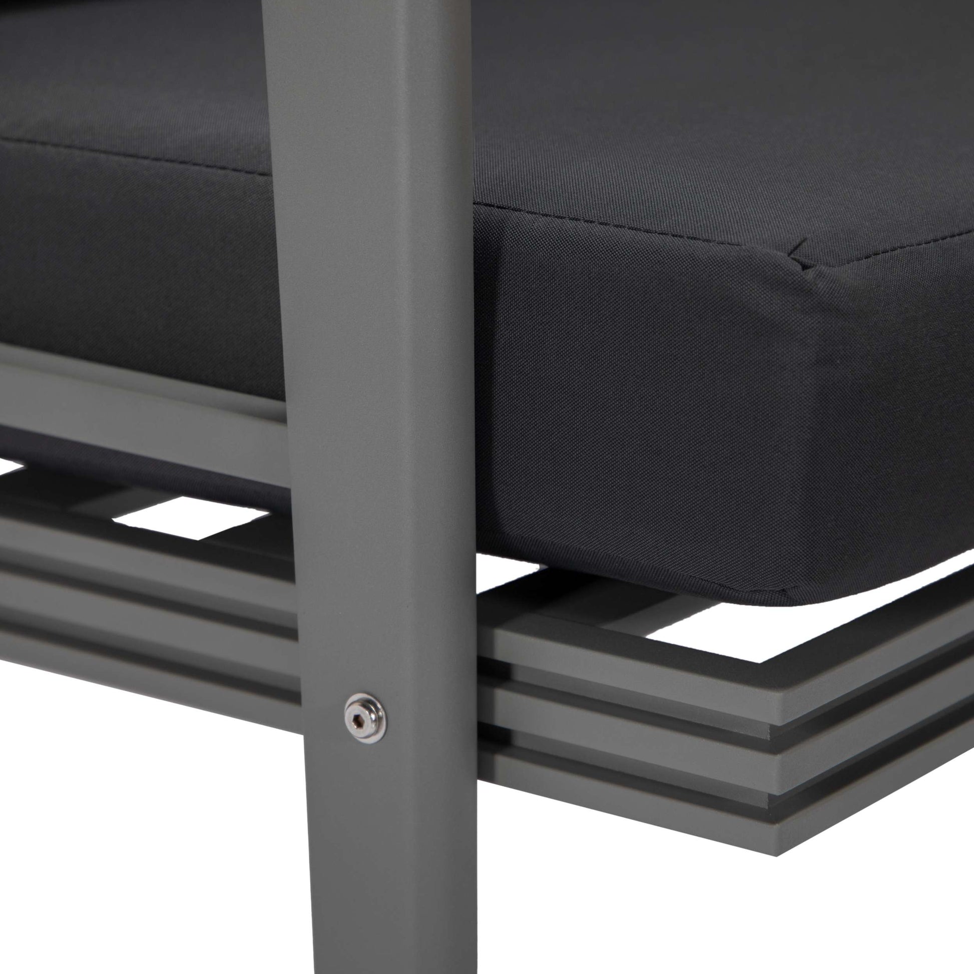 LeisureMod Walbrooke Modern Grey Patio Conversation With Round Fire Pit With Slats Design & Tank Holder | Outdoor Sofas, Loveseats & Sectionals | Modishstore - 12