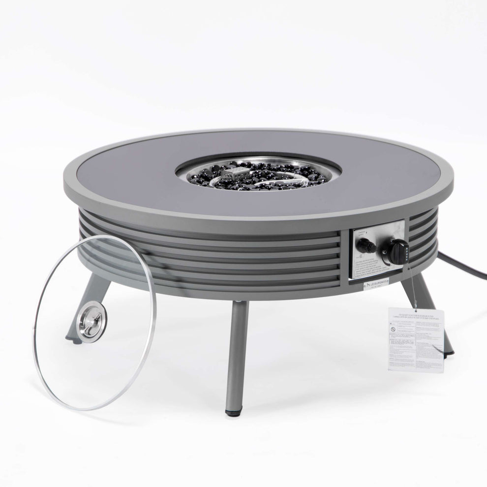 Leisuremod Walbrooke Outdoor Patio Aluminum Round Slats Design Fire Pit Side Table | FIRE PITS | Modishstore - 28
