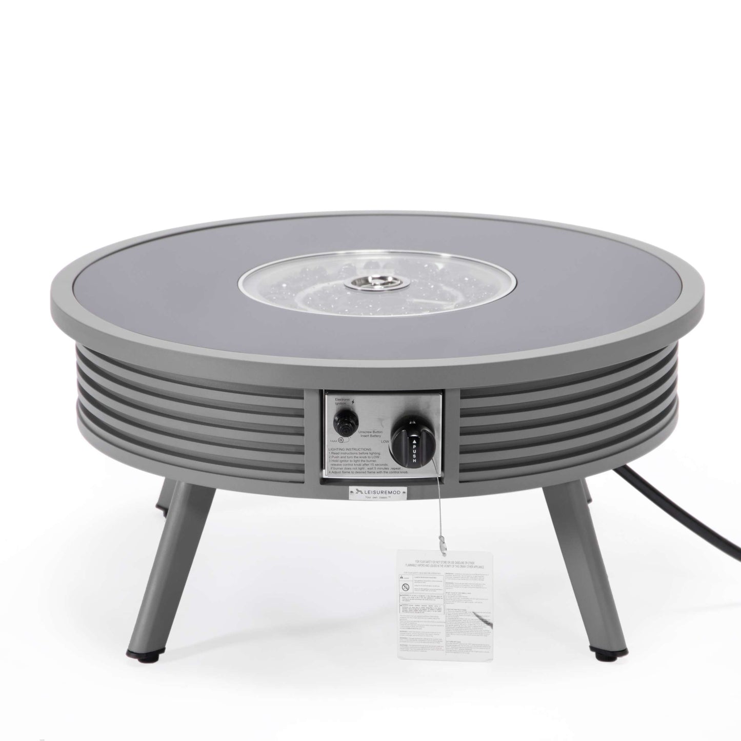 Leisuremod Walbrooke Outdoor Patio Aluminum Round Slats Design Fire Pit Side Table | FIRE PITS | Modishstore - 36