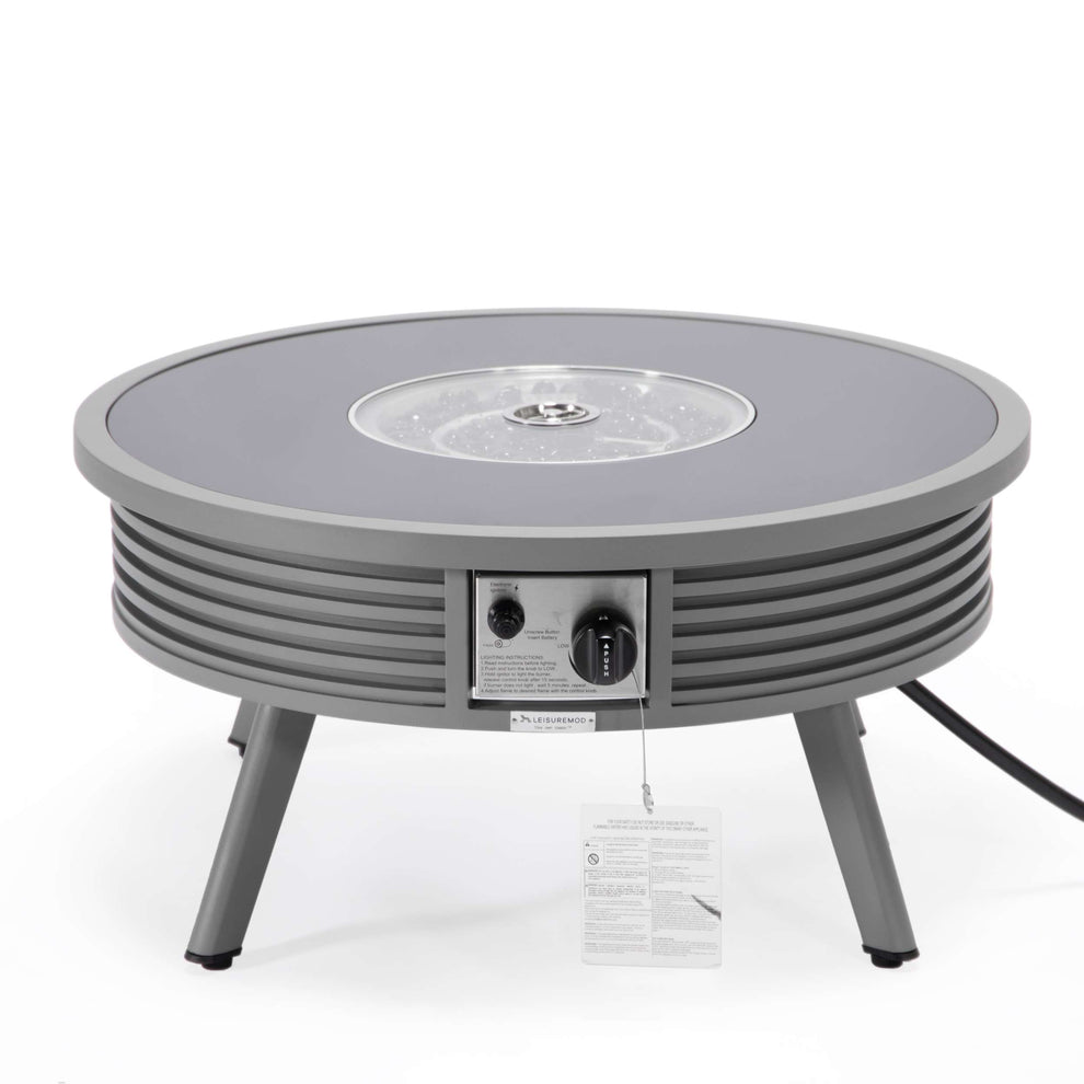 Leisuremod Walbrooke Outdoor Patio Aluminum Round Slats Design Fire Pit Side Table | FIRE PITS | Modishstore - 36