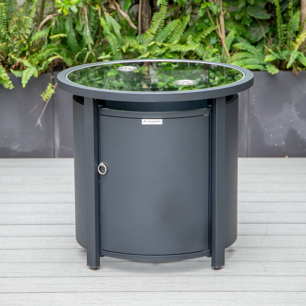 LeisureMod Walbrooke Black Patio Round Tank Holder | FIRE PITS | Modishstore