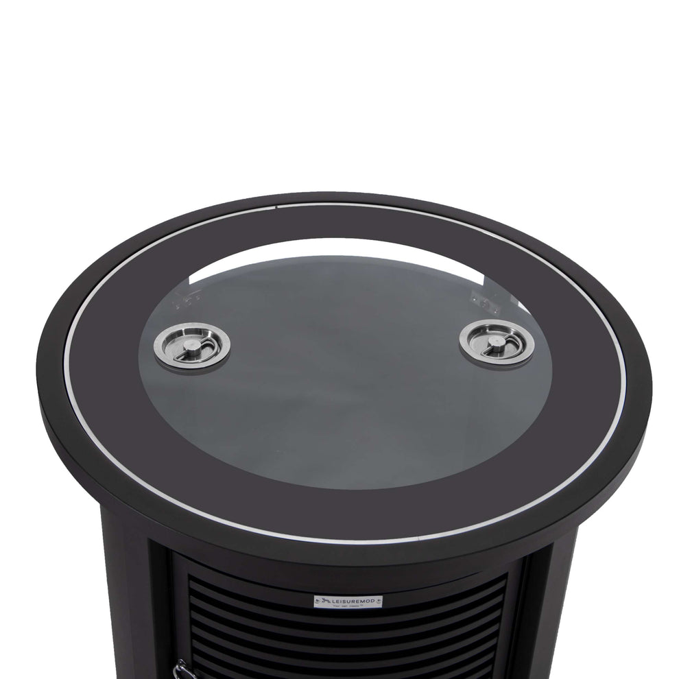 LeisureMod Walbrooke Black Patio Round Tank Holder with Slats Design | FIRE PITS | Modishstore - 6