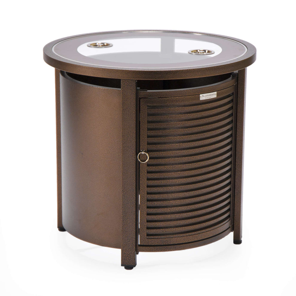 LeisureMod Walbrooke Black Patio Round Tank Holder with Slats Design | FIRE PITS | Modishstore - 10