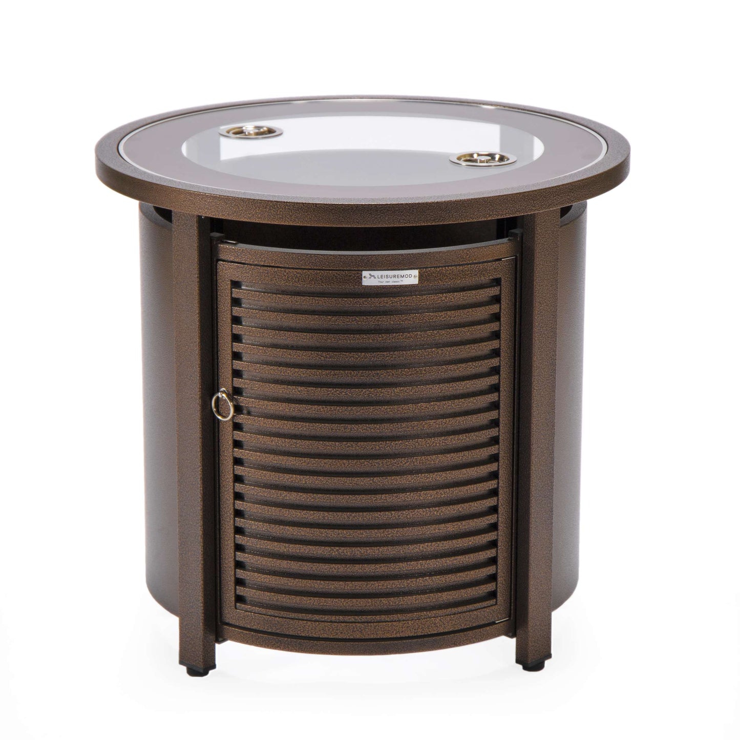 LeisureMod Walbrooke Black Patio Round Tank Holder with Slats Design | FIRE PITS | Modishstore - 16