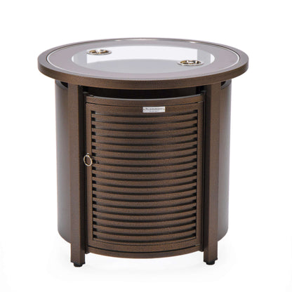 LeisureMod Walbrooke Black Patio Round Tank Holder with Slats Design | FIRE PITS | Modishstore - 16