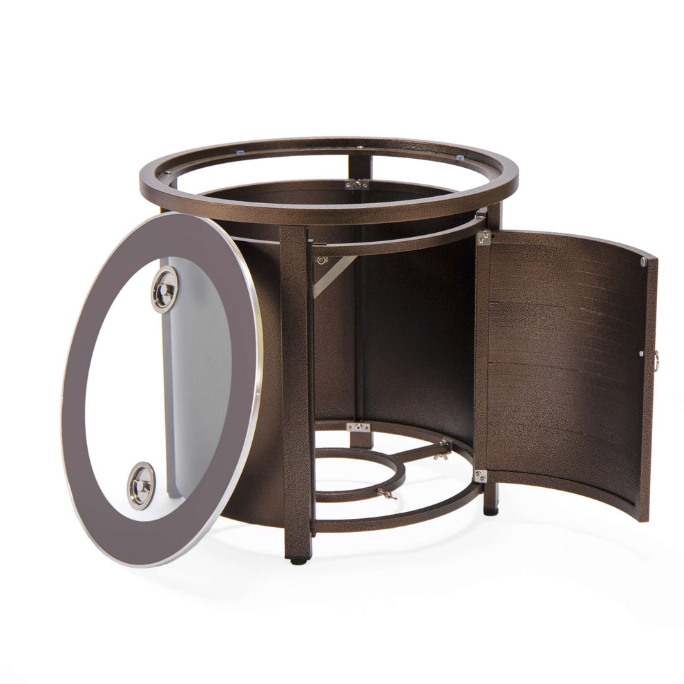 LeisureMod Walbrooke Black Patio Round Tank Holder with Slats Design | FIRE PITS | Modishstore - 11
