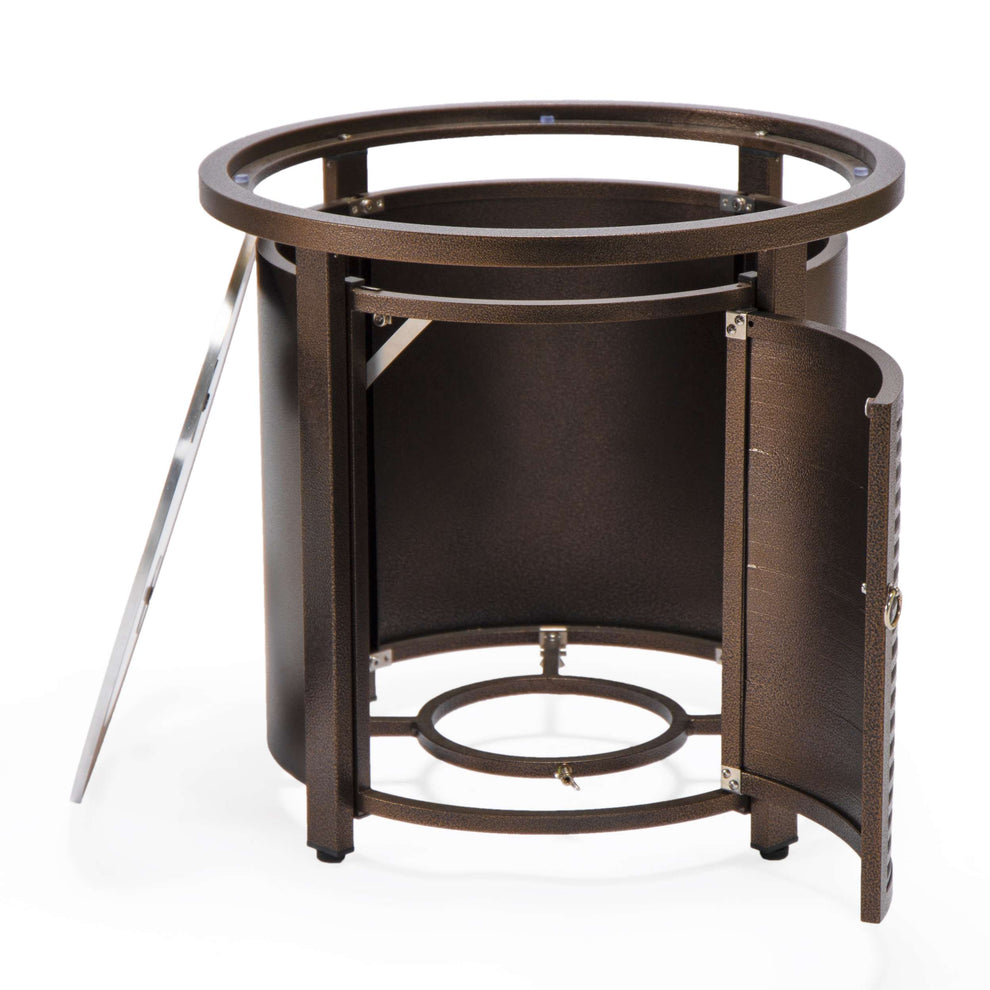 LeisureMod Walbrooke Black Patio Round Tank Holder with Slats Design | FIRE PITS | Modishstore - 12